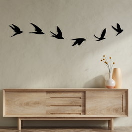 Wallity Umudo Accesorio Decorativo de Pared de Metal con Siluetas de Pájaros en Negro